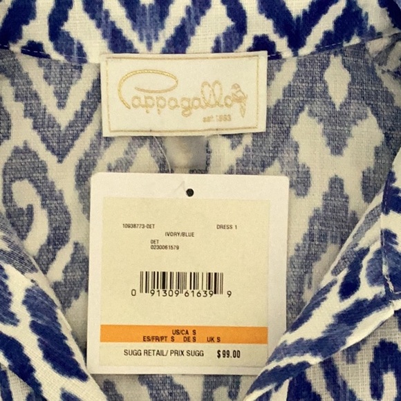 NWT Pappagallo Blue/Ivory Sleeveless A Line Mini Dress Small - Picture 2 of 7